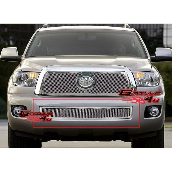 APS Compatible with Toyota Sequoia 2008-2017 Lower Bumper Stainless Steel Chrome Mesh Front Grill Grille Insert T76554T