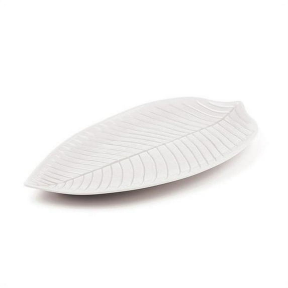 APS 44835-36 White Melamine Leaf Dish (14 1/8 x 6 1/4), L 14.125 x W 6.25 x H 1