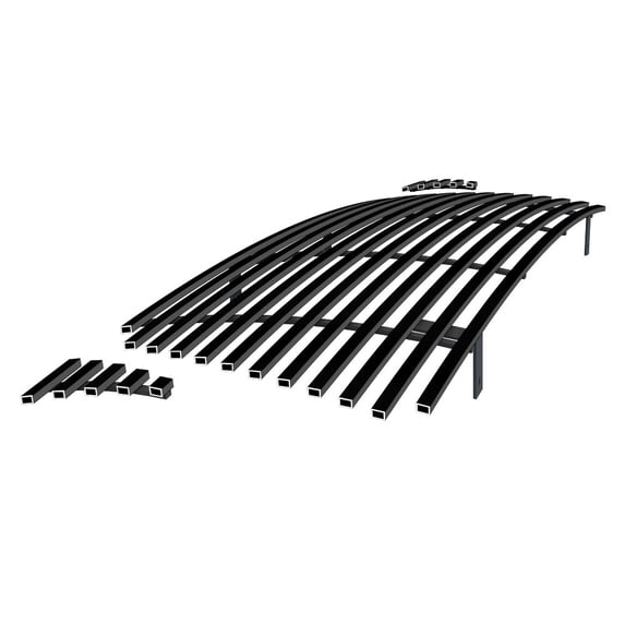 APS Premium Stainless Steel Black 8x6 Horizontal Billet Grille Compatible with Toyota Tacoma 2005-2010 1 PC Center & 2 PCS For Side Holes Main Upper N19-J06458T