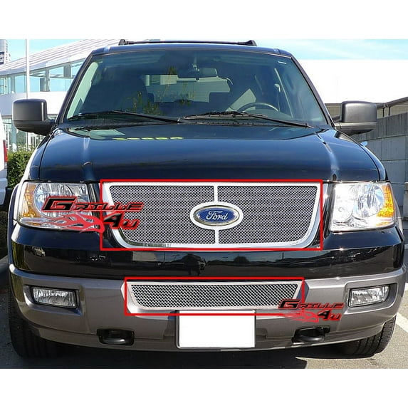 APS Premium Stainless Steel Chrome Mesh Grille Insert Compatible with Ford Expedition 2003-2006 Combo N19-T39977F