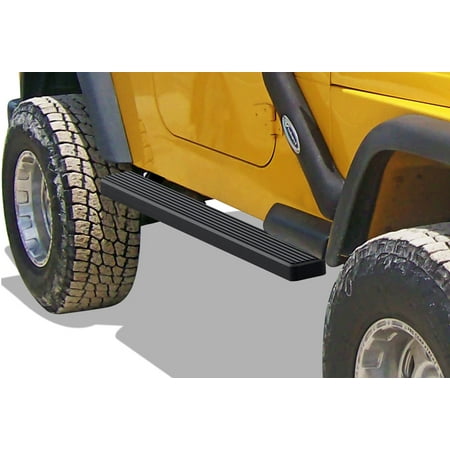 APS Running Boards 4 inches Matte Black Compatible with Jeep Wrangler 1987-2006 (Side Steps Side Bars)