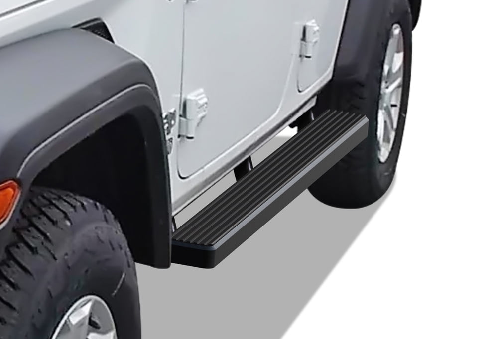 APS Running Boards 4in Matte Black Compatible with Jeep Wrangler JL 2018-2025 4-Door (Include 21-25 4xe) (Factory sidesteps or rock rails have to be removed) (Nerf Bars Side Steps Side Bars)