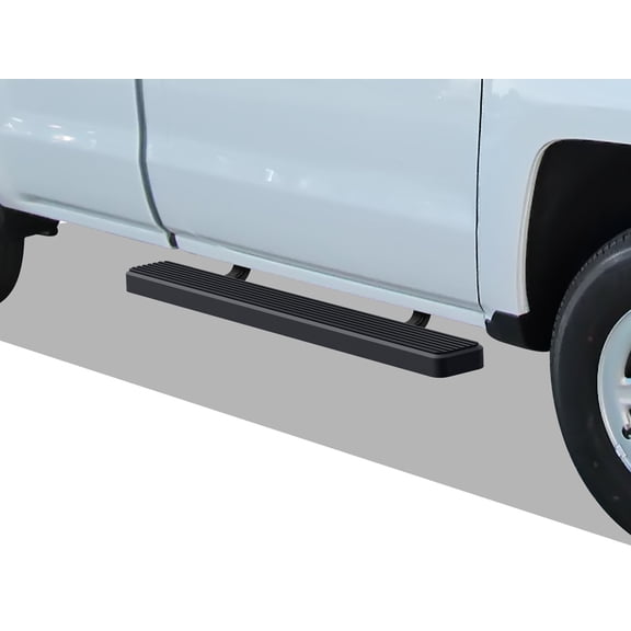 APS Running Boards 5-inch Matte Black Compatible with Chevy Silverado GMC Sierra 2007-2018 Regular Cab & 2500 3500 2019 (Exclude 07 Classic)(Include 19 1500LD) (Side Steps Side Bars)