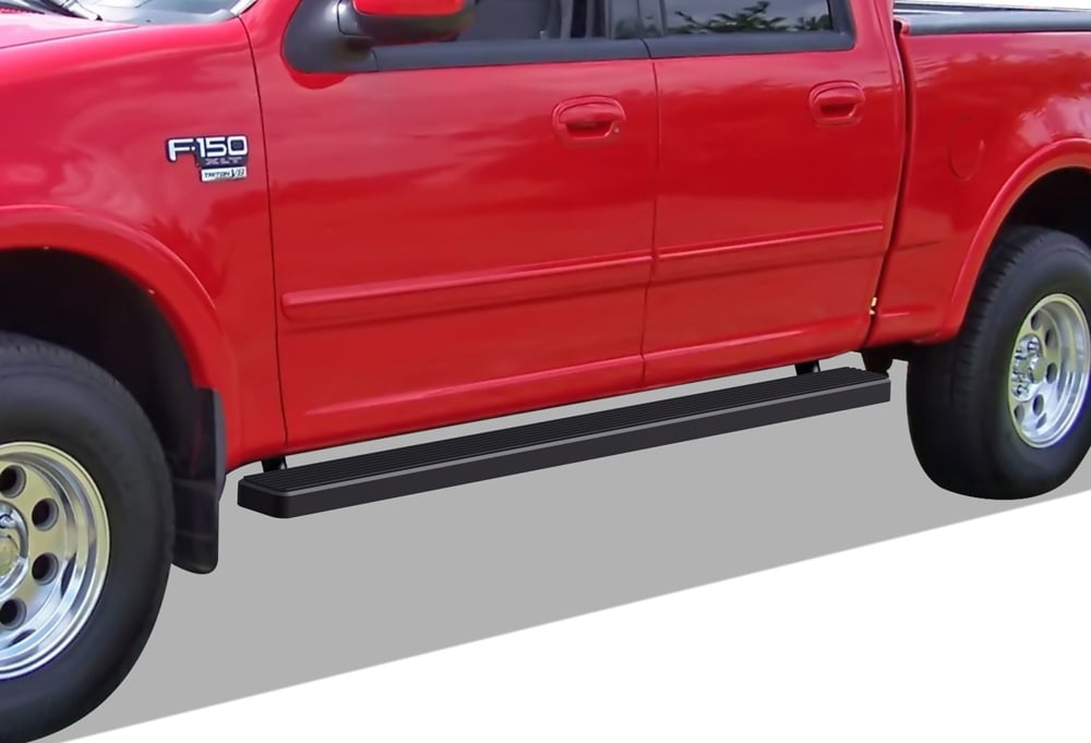 APS Running Boards 5in Matte Black Compatible with Ford F150 2001-2003 SuperCrew Cab (Include 04 Heritage) Stainless Steel (Nerf Bars Side Steps Side Bars)
