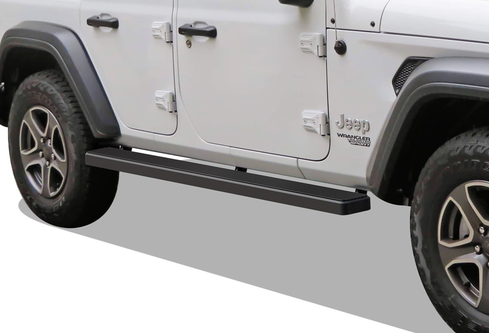 APS Running Boards 5in Matte Black Compatible with Jeep Wrangler JL 2018-2025 4-Door (Include 21-25 4xe) (Factory sidesteps or rock rails have to be removed) (Nerf Bars Side Steps Side Bars)