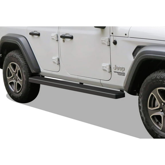 APS Running Boards 5in Matte Black Compatible with Jeep Wrangler JL 2018-2025 4-Door (Include 21-25 4xe) (Factory sidesteps or rock rails have to be removed) (Nerf Bars Side Steps Side Bars)