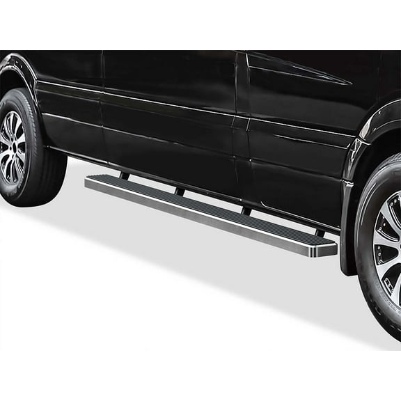 APS Running Boards 5in Silver Compatible with Dodge Sprinter 2007-2009 Full Size Van & Mercedes-Benz Sprinter 10-25 3-Door(Exclude Passenger Van With Rear A/C and 2015 4X4) Steel Nerf Bars