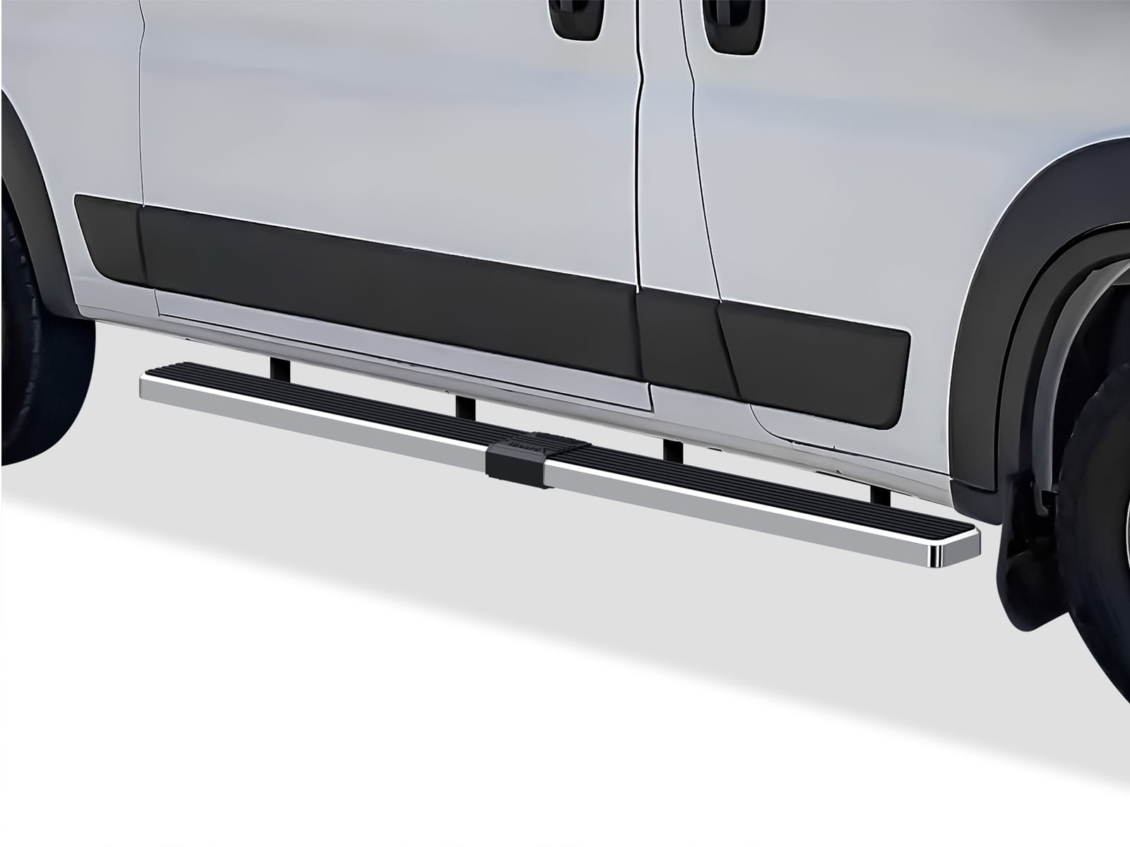 APS Running Boards 5in Silver Compatible with Ram ProMaster 2014-2026 Full Size Van 136 inches 159 inches Wheelbase 3-Door 304 Stainless Steel (Nerf Bars Side Steps Side Bars)
