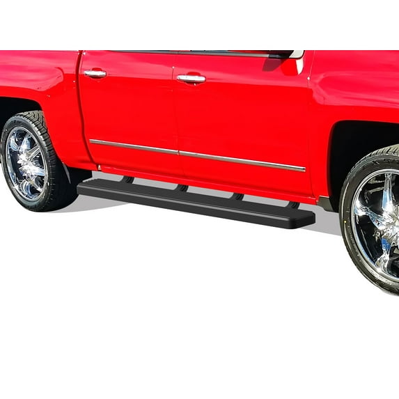 APS Running Boards 6-inch Black Compatible with Chevy Silverado GMC Sierra 1500 2007-2018 & 2500 HD 3500 HD 2019 Crew Cab (Exclude 07 Classic) (Nerf Bars Side Steps Side Bars)