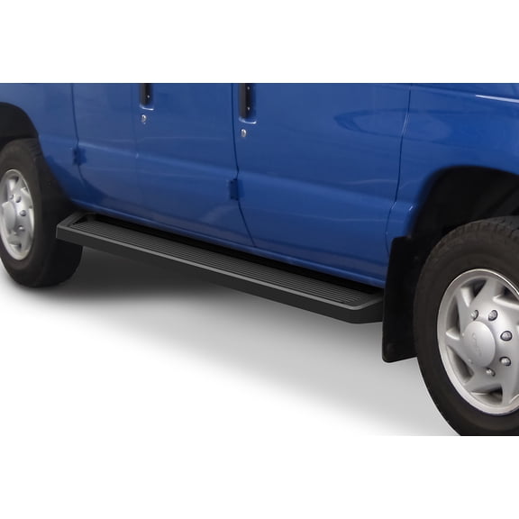APS Running Boards 6-inch Matte Black Compatible with Ford Econoline 1999-2014 Full Size Van 3-Door (Nerf Bars Side Steps Side Bars)