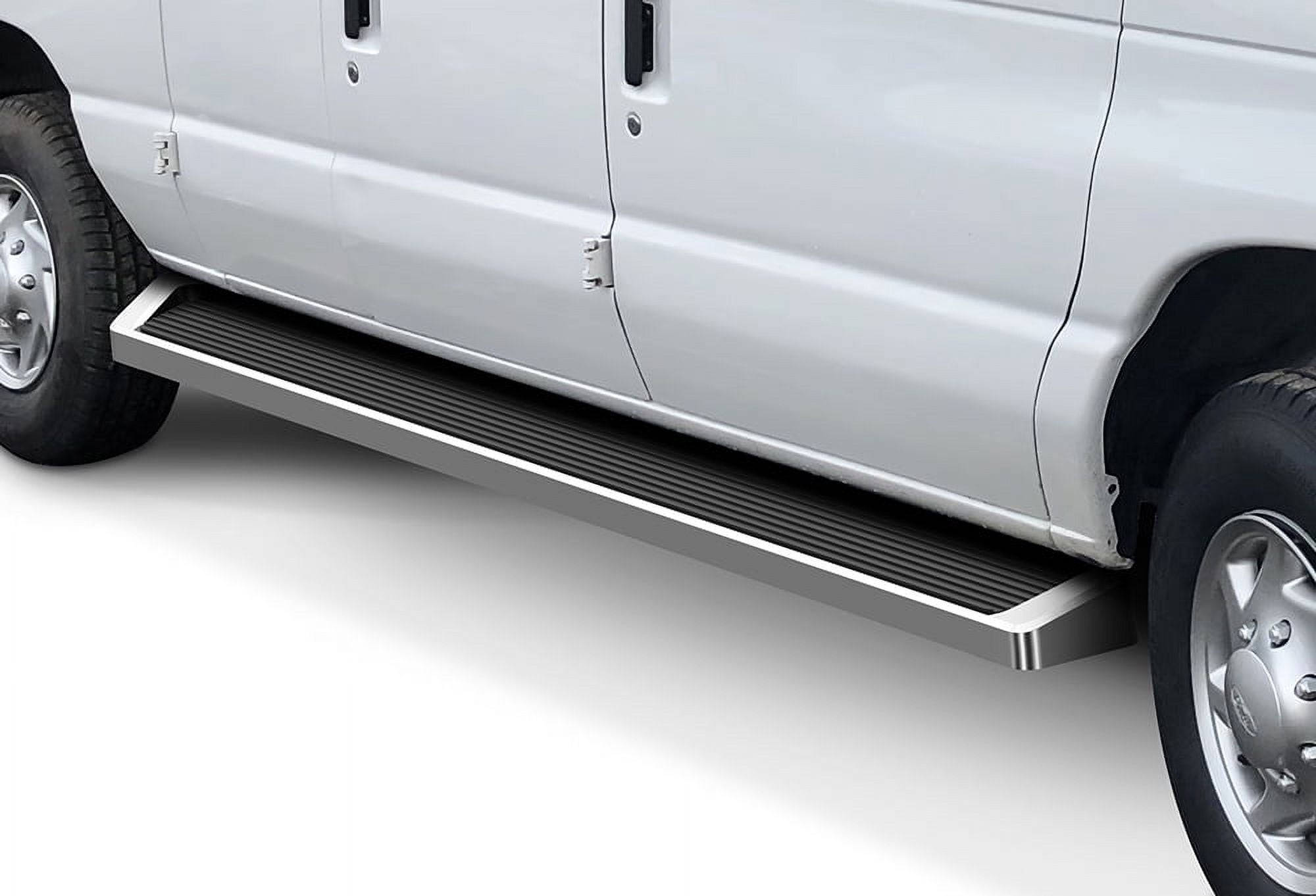 APS Running Boards 6 inches Silver Compatible with Ford Econoline 1999-2014 Full Size Van 3-Door (Nerf Bars Side Steps Side Bars)