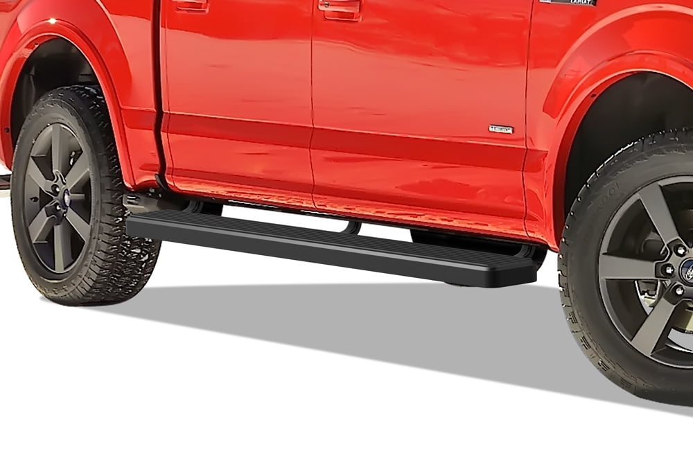 APS Running Boards 6in Black Compatible with Ford F150 2015-2026 SuperCrew Cab & F150 Lightning 2022-2026 & F-250 F-350 Super Duty 2017-2026 Crew Cab Stainless Steel (Nerf Bars Side Steps)