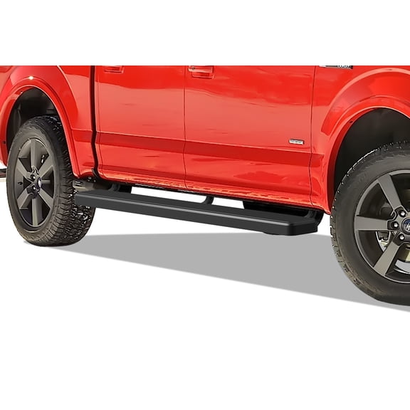 APS Running Boards 6in Black Compatible with Ford F150 2015-2025 SuperCrew Cab & F150 Lightning 2022-2025 & F-250 F-350 Super Duty 2017-2025 Crew Cab Stainless Steel (Nerf Bars Side Steps)