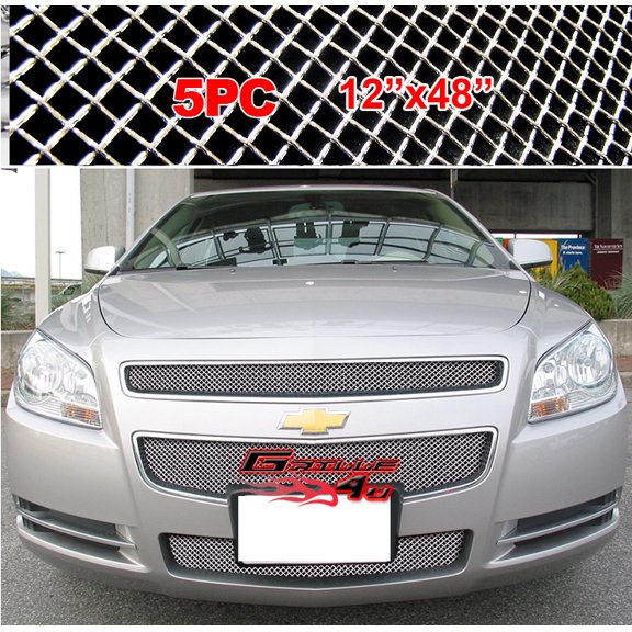 APS Universal Stainless Steel Chrome 12in x 48in 5 PCS Set Mesh Front Grill Grille Insert A70051T