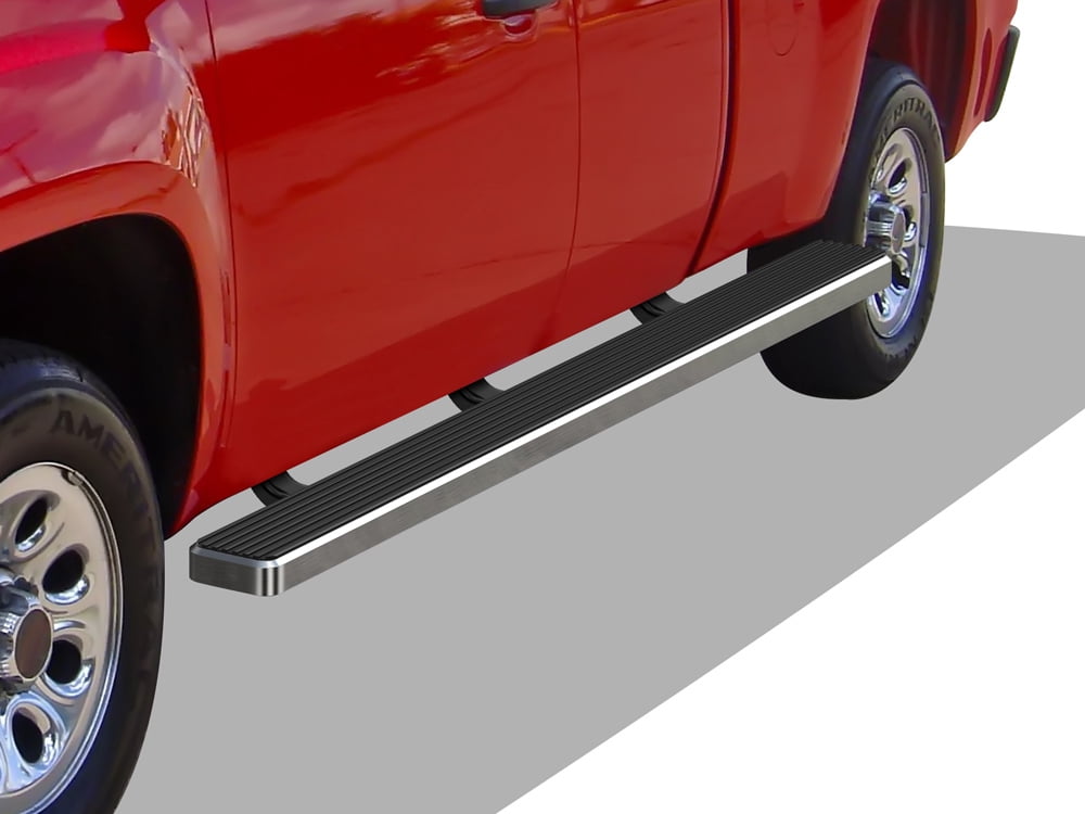 APS Wheel to Wheel Running Board 5in Compatible with Chevy Silverado GMC Sierra 2007-2018 Double Cab Extended Cab 5.5ft Short Bed & 2500 2019 (Exclude 07 Classic) (Nerf Bars Side Steps Side Bars)