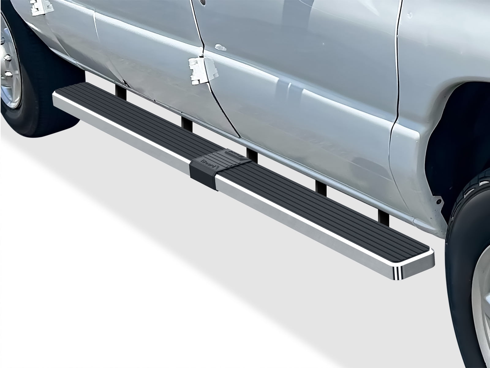 APS Running Boards 5 inches Silver Compatible with Ford Econoline 1999-2014 Full Size Van 3-Door 304 Stainless Steel (Nerf Bars Side Steps Side Bars)