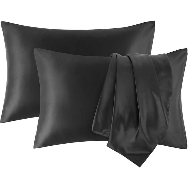 APSIMLE Satin Pillowcases for Hair and Skin QueenBlack Silk Pillowcase
