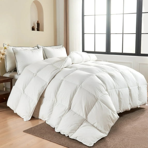 APSMILE Feather Down Comforter Soft Egyptian Cotton Cover, Duvet Insert for Summer King(106"x90",White)