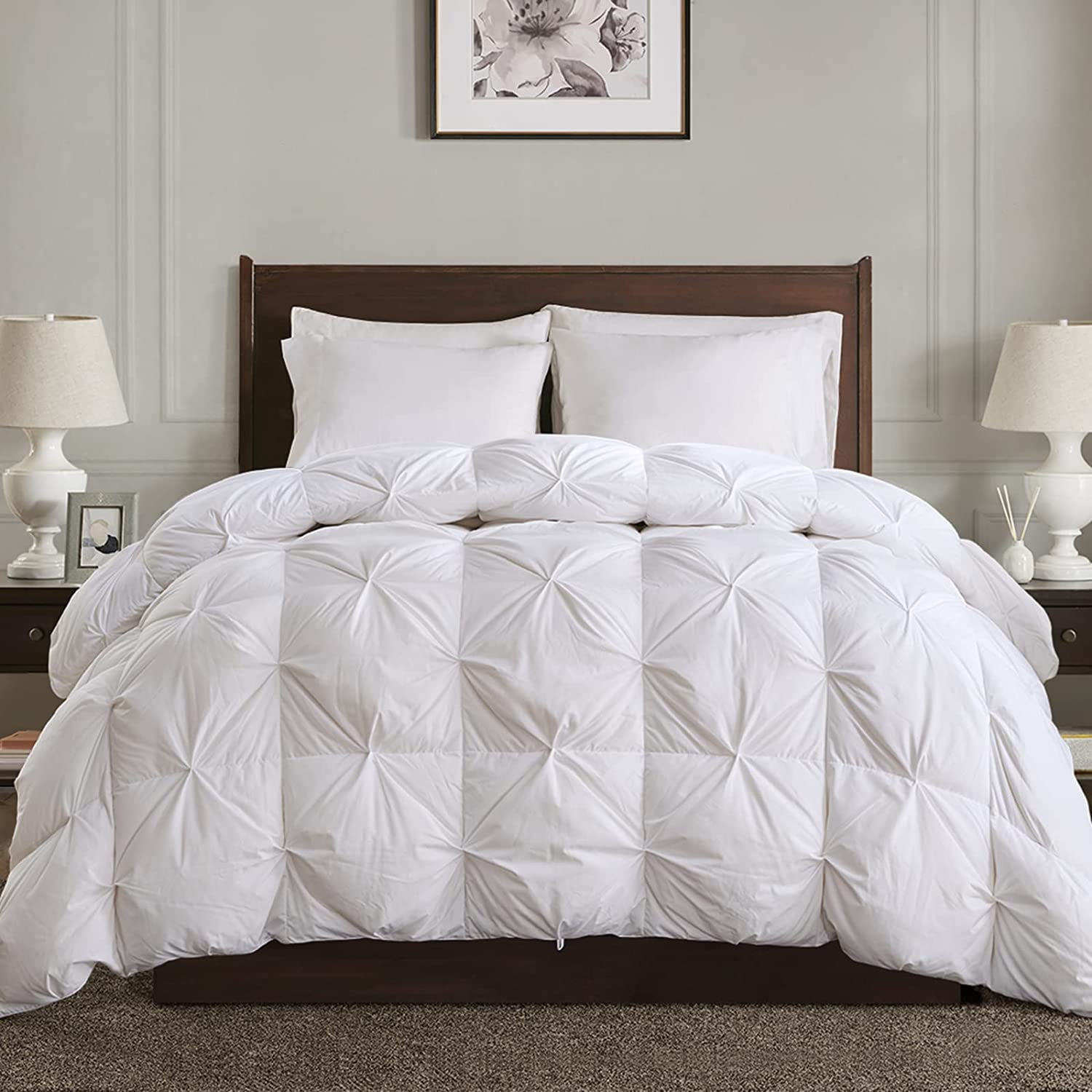 APSMILE Pinch Pleat Goose Feather Down Comforter All Season 750 Fill