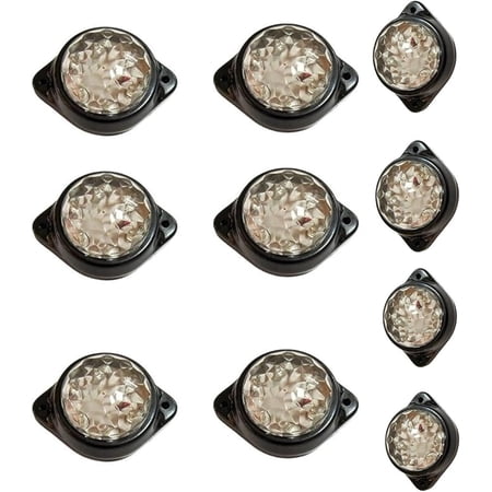 APSMOTIV 10-Pack Round Clear LED Rear Side Marker Clearance Lights Indicator for RV Camper Motorhome Truck Trailer 24V Side Marker