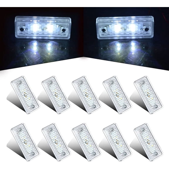 APSMOTIV 10 Pcs of 3" Marker Light Trailer Side Marker Light LED Clearance Lamp with 4 LEDs For Truck Trailer Rv Campervan Pickup Tractor Suv Shockproof Universal Fit 12v Clear