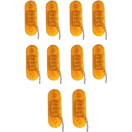 APSMOTIV 10Pcs Amber Indicator Rear Side Truck Trailer Rv Cab Boat Bus Lorry Led Marker Clearance Light 24V Running Board Lights For Trucks Waterproof Flat Fit Base Red LED Lights