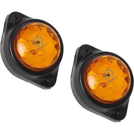 APSMOTIV 2-Pack Round Amber LED Rear Side Marker Clearance Lights Indicator for RV Camper Motorhome Truck Trailer 24V Side Marker