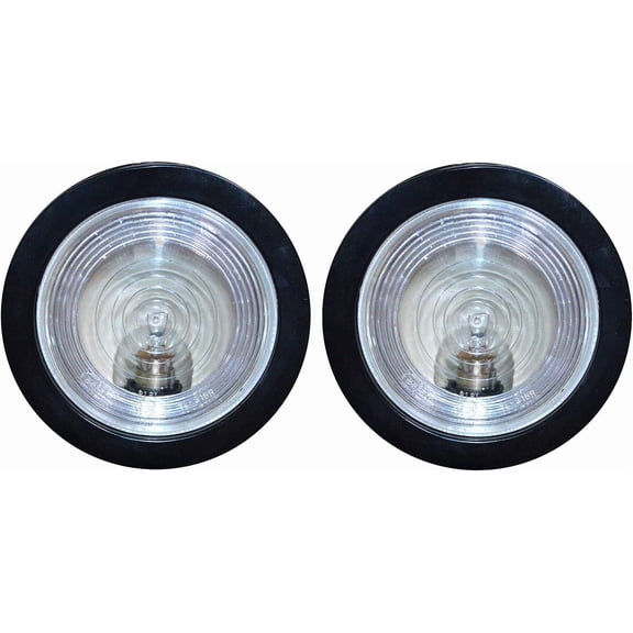 APSMOTIV 2 pieces Parking Lights Turn Signal Bus Lights Reverse Tail Lights Grommet Mount, 4 Inch Round Clear Tail Lights, 4 Inch Round Lights Trailer Truck Flasher with 24v Bulbs, rubber grommets