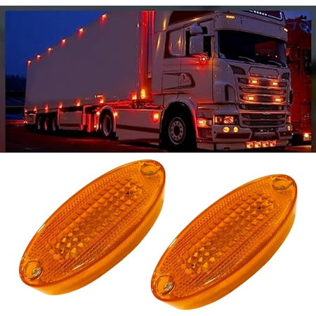 APSMOTIV 2PCS led marker lights trailer, 24V Waterproof Trailer Marker Light Amber cargo Marker lights Universal Fit LED Side Marker Clearance Lights for Trailers