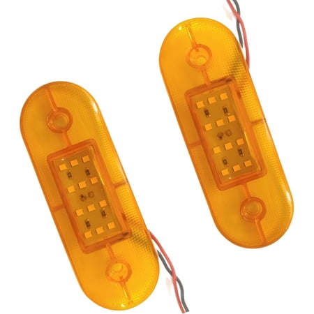 APSMOTIV 2Pcs Amber Indicator Rear Side Truck Trailer Rv Cab Boat Bus Lorry Led Marker Clearance Light 24V Running Board Lights For Trucks Waterproof Flat Fit Base Red LED Lights