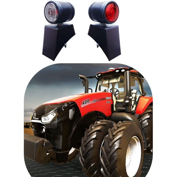 APSMOTIV 2x Side Indicator Lamp Flasher Light Corner Lamp Black Butler Style Assembly with 12v Bulbs and Brackets Suitable for Massey Ferguson Case IHC Nuffield Tractors (Black)