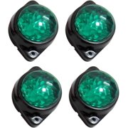 APSMOTIV 4-Pack Round Green LED Rear Side Marker Clearance Lights Indicator for RV Camper Motorhome Truck Trailer 24V Side Marker