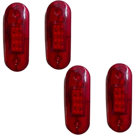 APSMOTIV 4-Pack Running Board Lights For Trucks Truck Trailer Red Light Front Rear Led Side Marker Lights Clearance Indicator Lamp 24V Waterproof Flat Fit Base For Rv Cab Boat Bus Lorry