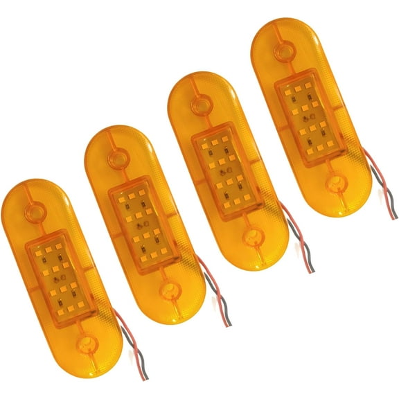 APSMOTIV 4Pcs Amber Indicator Rear Side Truck Trailer Rv Cab Boat Bus Lorry Led Marker Clearance Light 24V Running Board Lights For Trucks Waterproof Flat Fit Base Red LED Lights