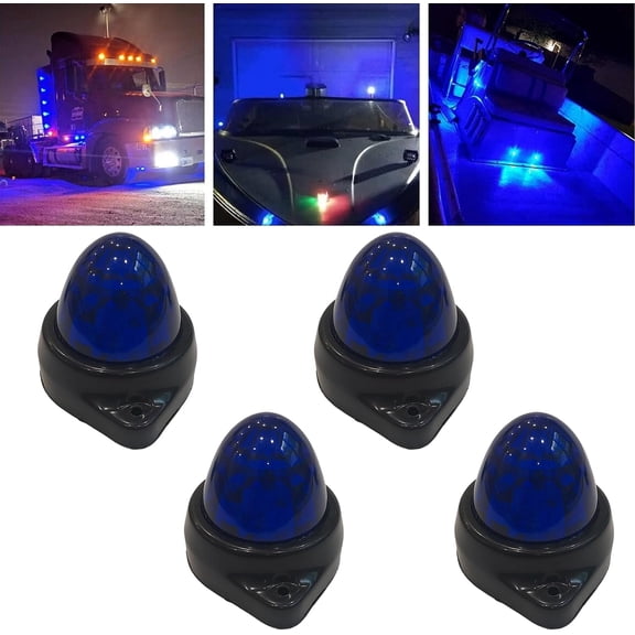 APSMOTIV 4pcs LED Truck Side Light rv bubble trailer lights, 24V Waterproof Trailer Marker Light Blue For trucks BUS LED Side Marker Light Universal Fit