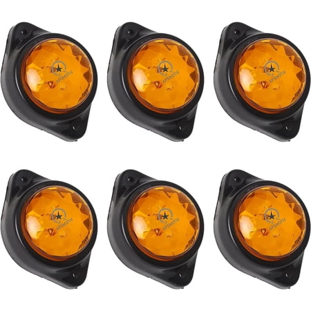 APSMOTIV 6-Pack Round Amber LED Rear Side Marker Clearance Lights Indicator for RV Camper Motorhome Truck Trailer 24V Side Marker