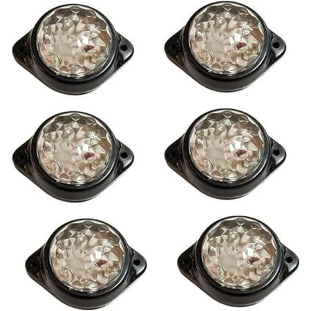 APSMOTIV 6-Pack Round Clear LED Rear Side Marker Clearance Lights Indicator for RV Camper Motorhome Truck Trailer 24V Side Marker