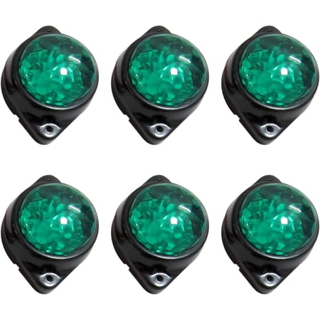 APSMOTIV 6-Pack Round Green LED Rear Side Marker Clearance Lights Indicator for RV Camper Motorhome Truck Trailer 24V Side Marker