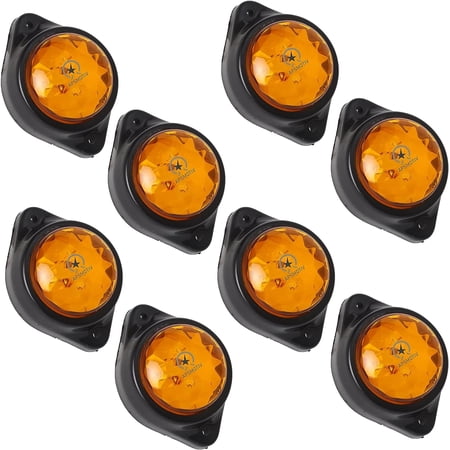 APSMOTIV 8-Pack Round Amber LED Rear Side Marker Clearance Lights Indicator for RV Camper Motorhome Truck Trailer 24V Side Marker