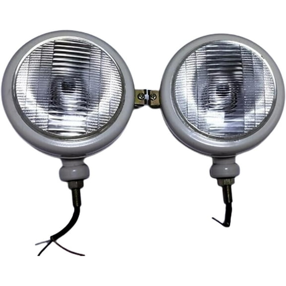 APSMOTIV 8n Ford Tractor Headlights Complete Head Lamp Lights Assembly Set with 12v bulbs Compatible for Ford | New Holland 2N 8n 600 800 8N 9N NAA Gray Color Tractor Lights Universal Fit Tractor