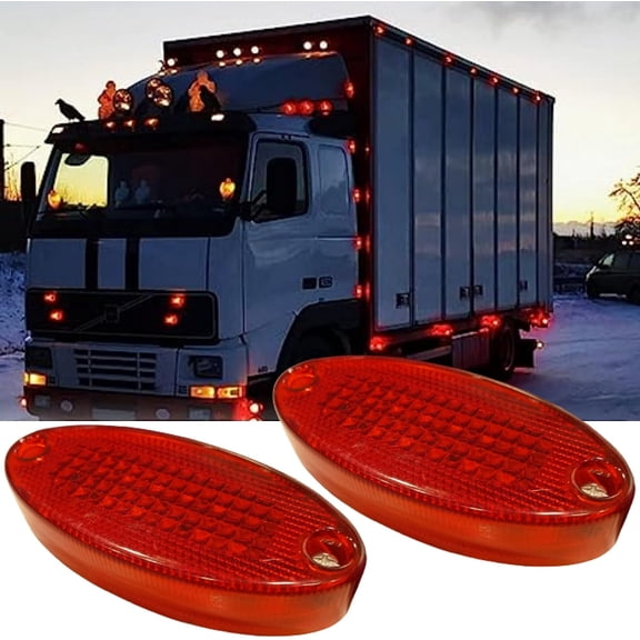 APSMOTIV LED Side Marker Lights for Trailers led marker lights trailer, 24V Waterproof Trailer Marker Light Red for semi trucks cargo Universal Fit 2PCS