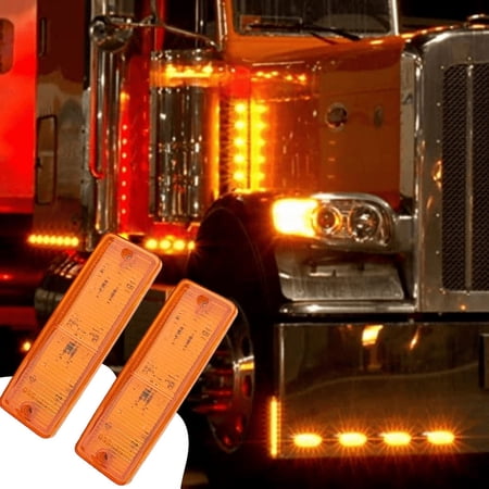 APSMOTIV Led Side Marker Light 12V Trailer Rv Marker Led Light Rectangular Led Side Marker Light Led/Smd Clearance Lamps For Truck Trailer Rv Campervan Pickup Tractor Suv Shockproof Amber Universal