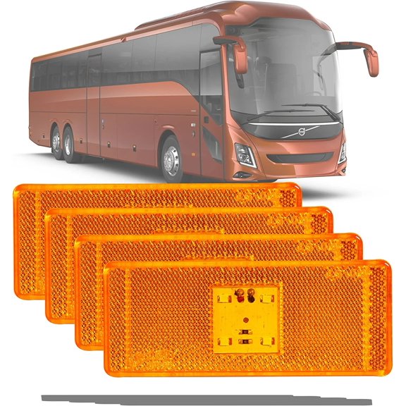 APSMOTIV Lite Green Super Bright LED Side Indicator Flasher Lights Parking Lamp Taillights Assembly Set of 4 Pieces Replacement for Universal For Bus Trucks Trailers Semi-Trailer Dump Truck (24 Volt)