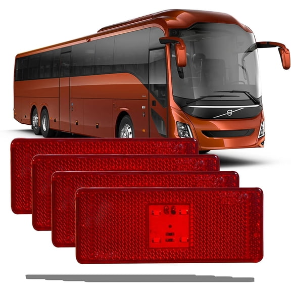 APSMOTIV Lite Green Super Bright LED Side Indicator Flasher Lights Parking Lamp Taillights Assembly Set of 4 Pieces Replacement for Universal For Bus Trucks Trailers Semi-Trailer Dump Truck (12 Volt)