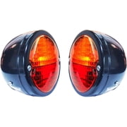 APSMOTIV Rear Lights Tail Lights Assemblies 2 Pieces Set 12v Bulbs Suitable for Massey ferguson Tractors and Universal Red/Amber, Black Body Black Ring