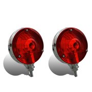 APSMOTIV Round Double Face Lights Assembly with 24v Bulbs Waterproof and Durable Competitive for Truck Trailer SUV RV Fender Stop Turn Tail and Parking Light, Chrome Die Cast Housing (Red/Red)