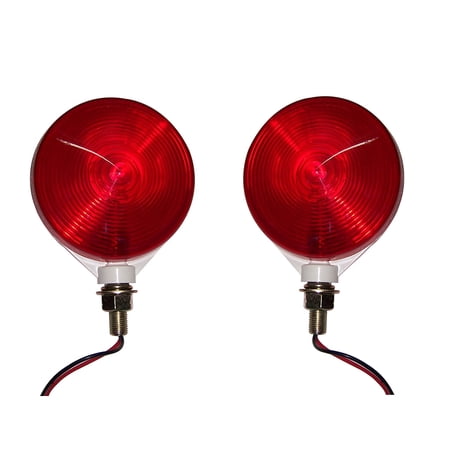 APSMOTIV Stay Visible in Any Weather with Waterproof Round Double Face Light Assemblies Compatible for Truck Trailer SUV RV Fender Stop Turn Tail and Parking Light, White Die Cast Housing (Red/Red)