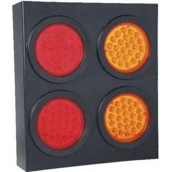 APSMOTIV Trailer Tractor Truck Bus Caravan Tail Stop and Side indicator LED lamps steel frame 24v (2x Amber 2x Red LED Light)