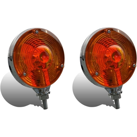 APSMOTIV Waterproof Round Double Face Lights Assembly with 24v Bulbs Competitive for Truck Trailer SUV RV Fender Stop Turn Tail and Parking Light, Chrome Die Cast Housing (Red/Amber)