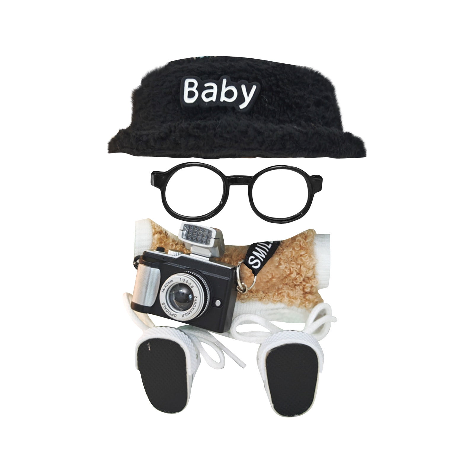 APSNB Stylish Plush Bucket Hat with Sunglasses and Camera for Trendy ...